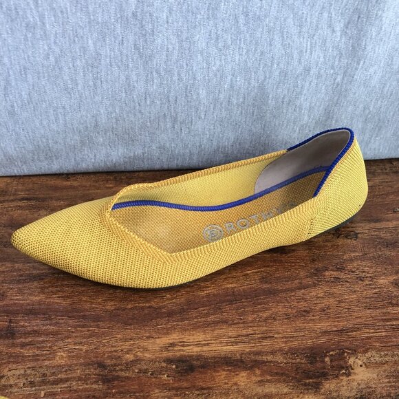 Rothys The Point Flats Fabric Womens Size 9 Yellow Knit Slip On Ballet Shoes - Picture 8 of 10